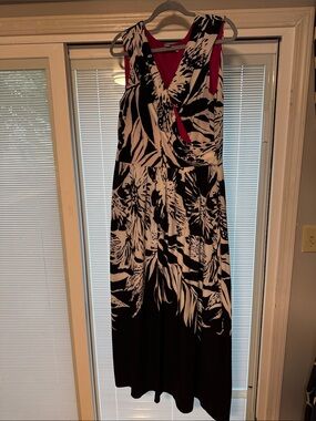 DR Collection Black & White Floral Maxi with Pink Accents